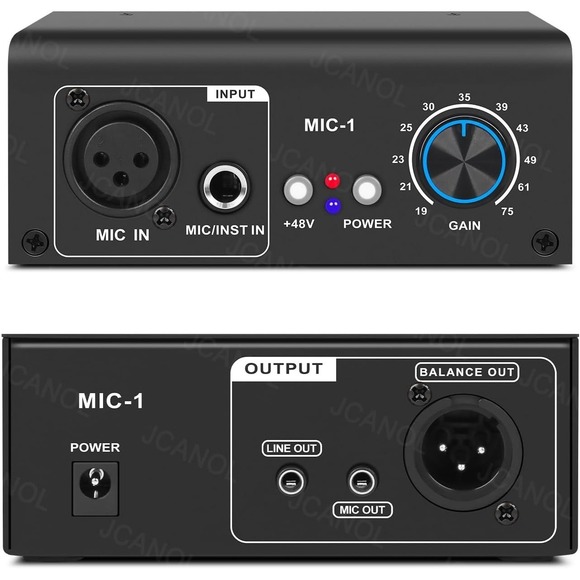 MIC-1 Ultra-Clean Mic Gain Booster w/ 48V Phantom Power for Studio Recording - Picture 1 of 12